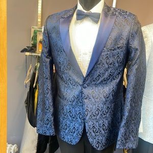 Couture 1910 Navy Paisley Tuxedo Jacket 40 Regular New